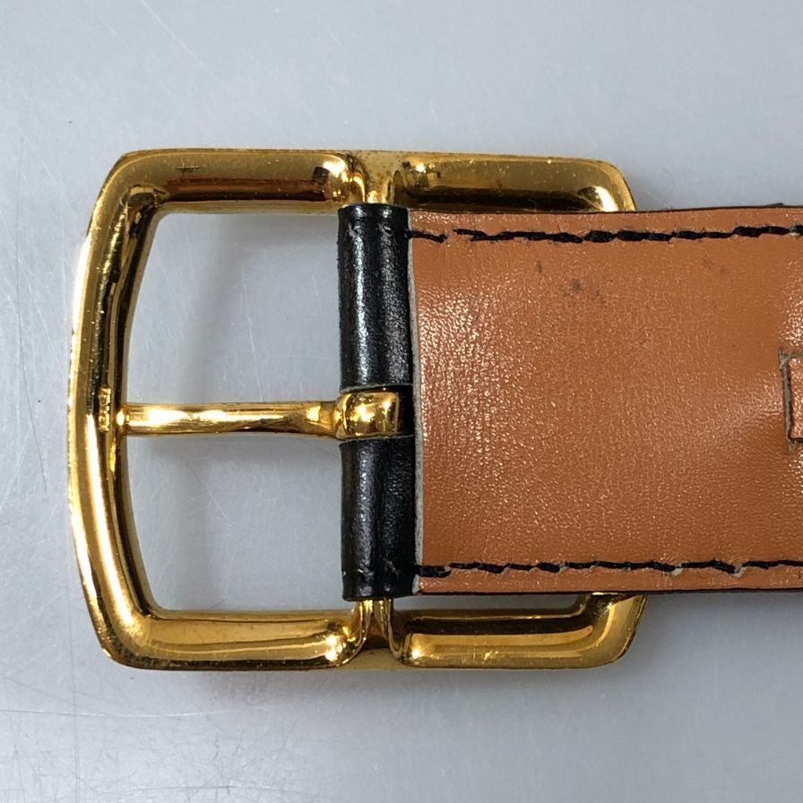 エルメス レザーベルト 金具 ブラック サイズ不明 HERMES【AFI14