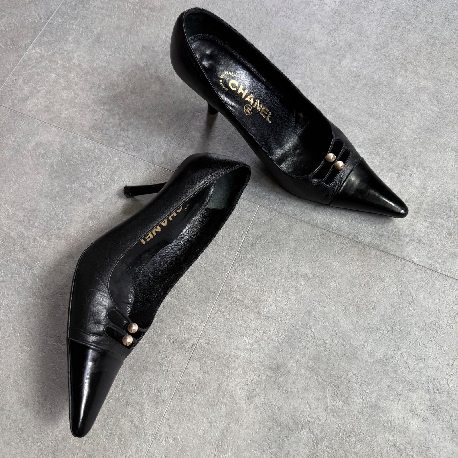 CHANEL シャネル ココマーク パンプス ブラック ツートン G30239 38C