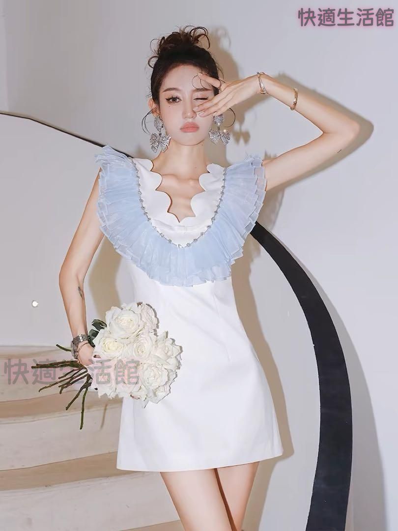 人気 ワンピース お花のようなデザインミニ丈結婚式?パーティー向き lf710