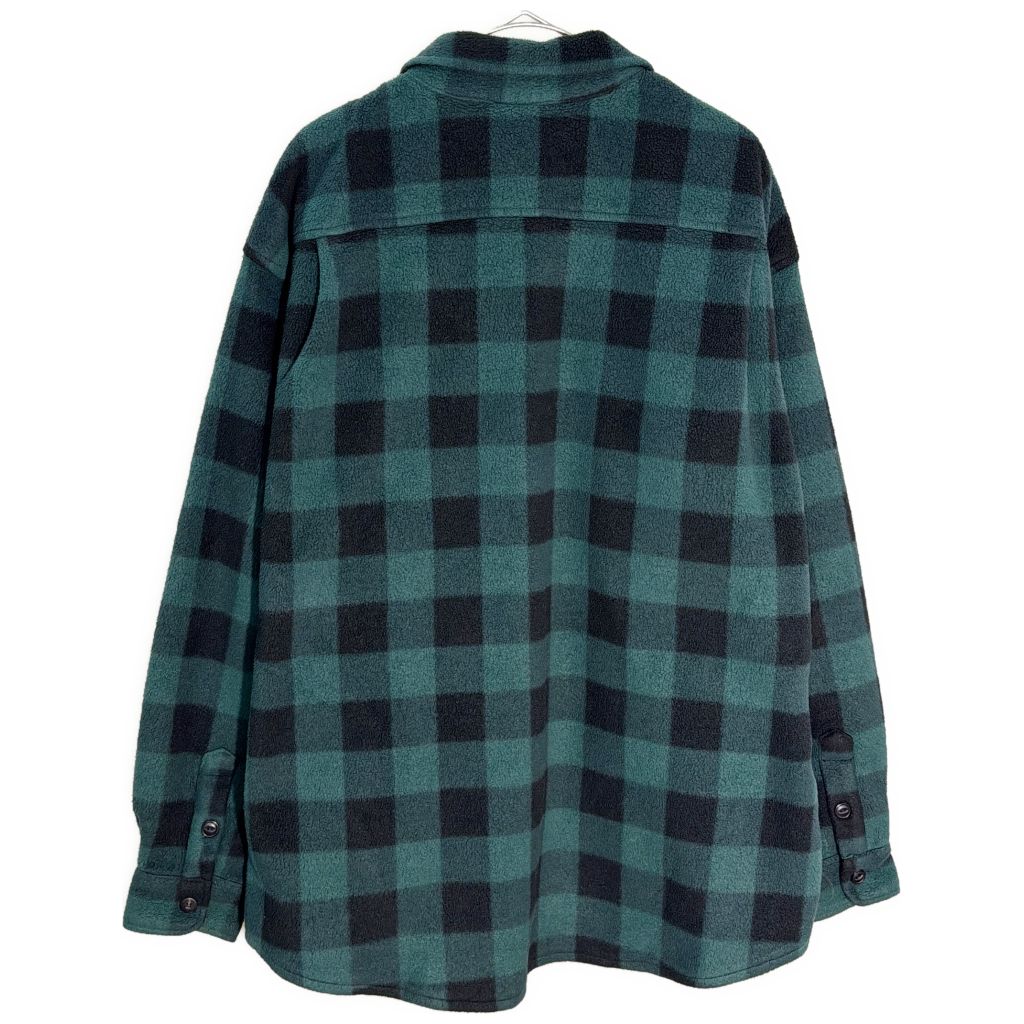 90年代 GAP ギャップ ハーフジップ フリースシャツジャケット オールドギャップ チェック グリーン(メンズ M)中古 古着 Y5319 90年代 GAP ギャップ ハーフジップ フリースシャツジャケット オールド