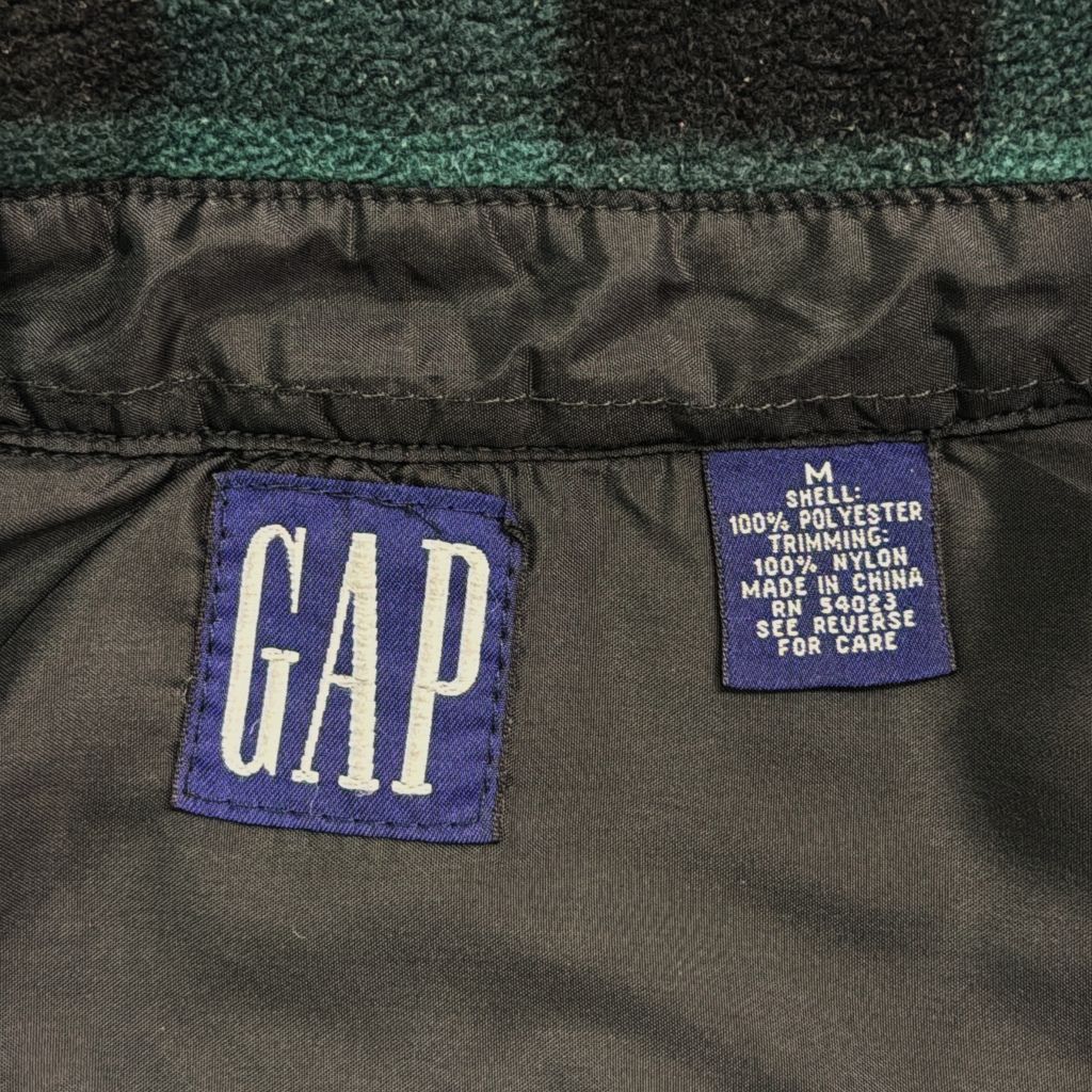 90年代 GAP ギャップ ハーフジップ フリースシャツジャケット オールドギャップ チェック グリーン(メンズ M)中古 古着 Y5319 90年代 GAP ギャップ ハーフジップ フリースシャツジャケット オールド