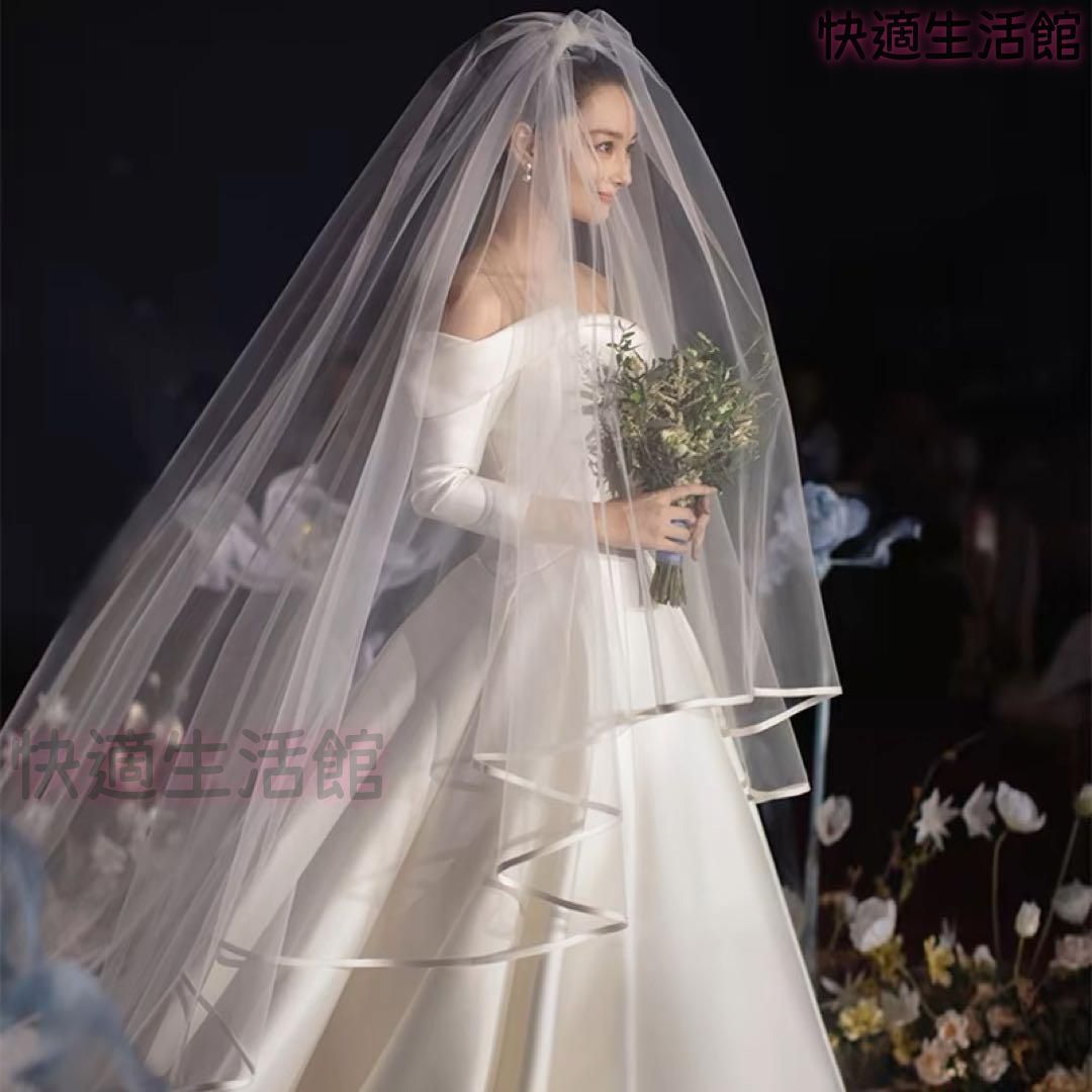 人気 美しいウェディングベール 後ろ姿も華やか 結婚式用 シンプル lf710