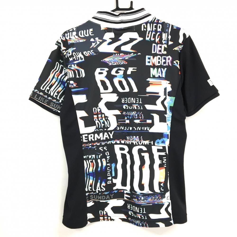 DECEMBERMAY ディセンバーメイハイネック 半袖TシャツネイビーサイズS 超美品】ディセンバーメイ 半袖ハイネックシャツ 黒×白×マルチカラー