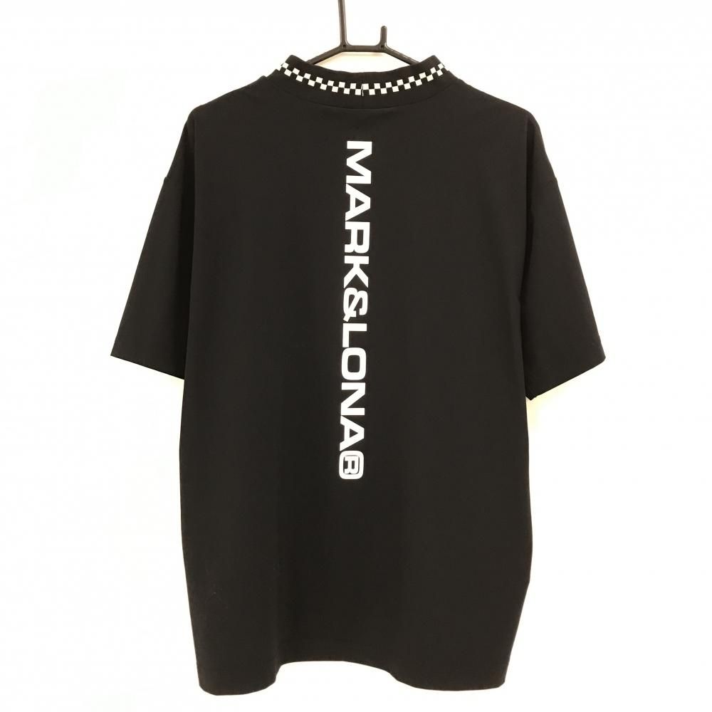 超美品】マークアンドロナ 半袖ハイネックシャツ 黒×ライトブルー