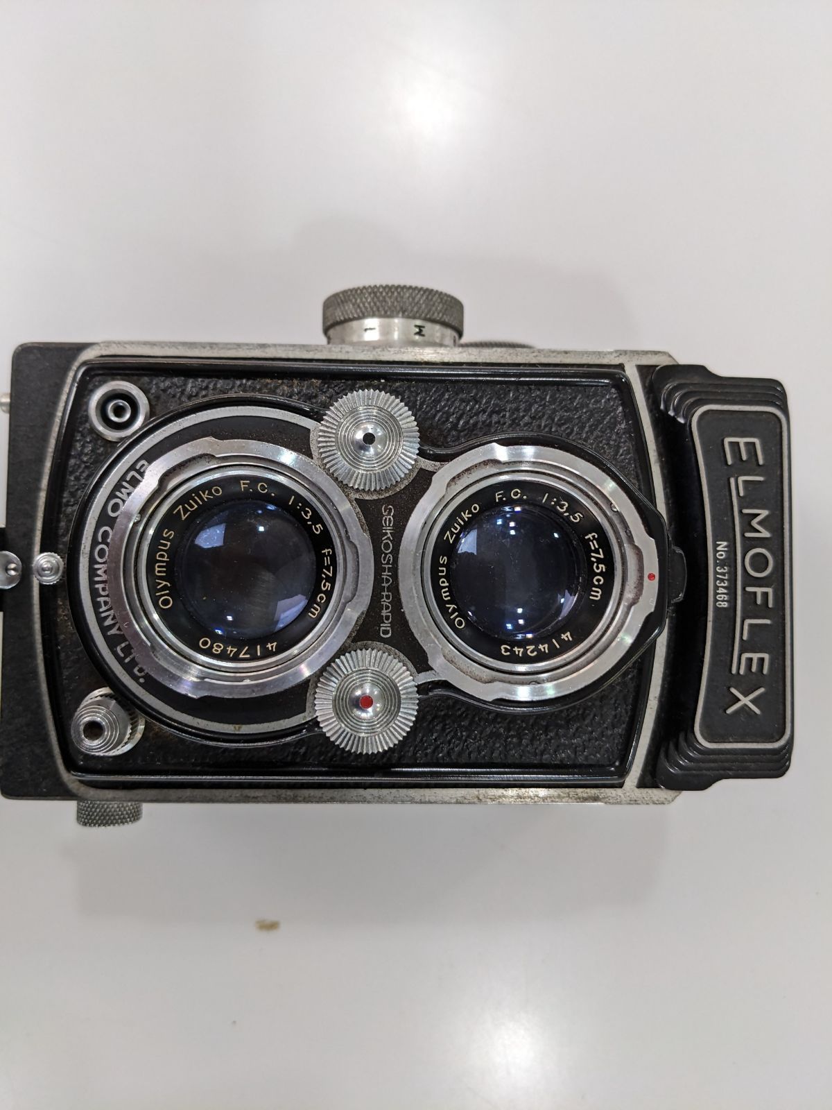 ジャンク品】ELMOFLEX 二眼レフカメラ レザーケース付き【動作未確認