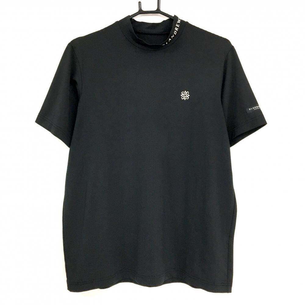 超美品】セントアンドリュース 半袖ハイネックシャツ 黒 ロゴ白