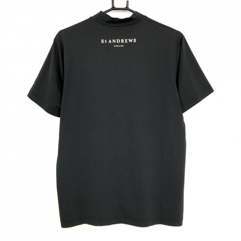 超美品】セントアンドリュース 半袖ハイネックシャツ 黒 ロゴ白