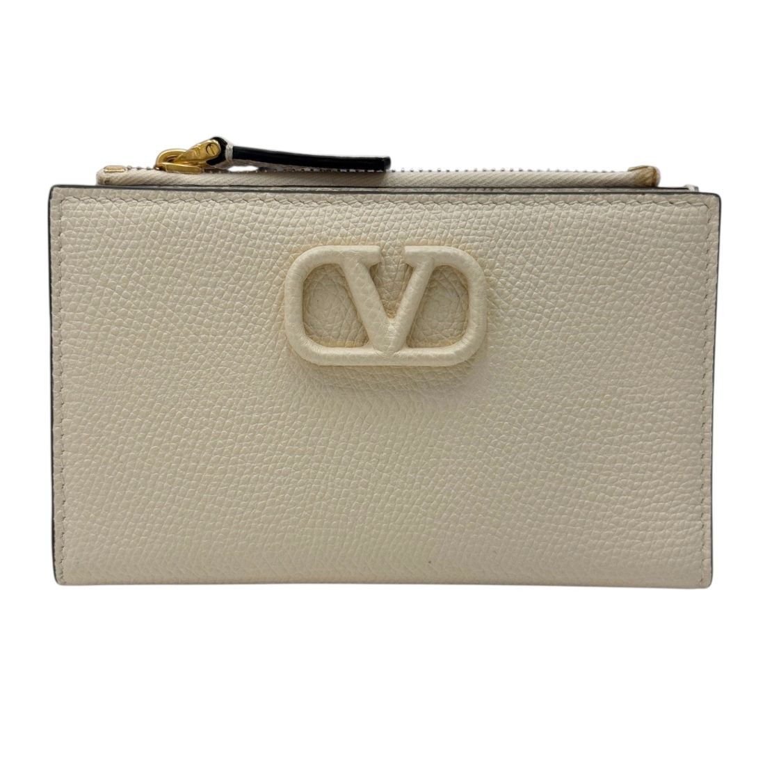 VALENTINO ヴァレンティノ Vスリング カードケース コインケース レザー アイボリー レディース 二つ折り 【ブランドギャラリー心斎橋店】