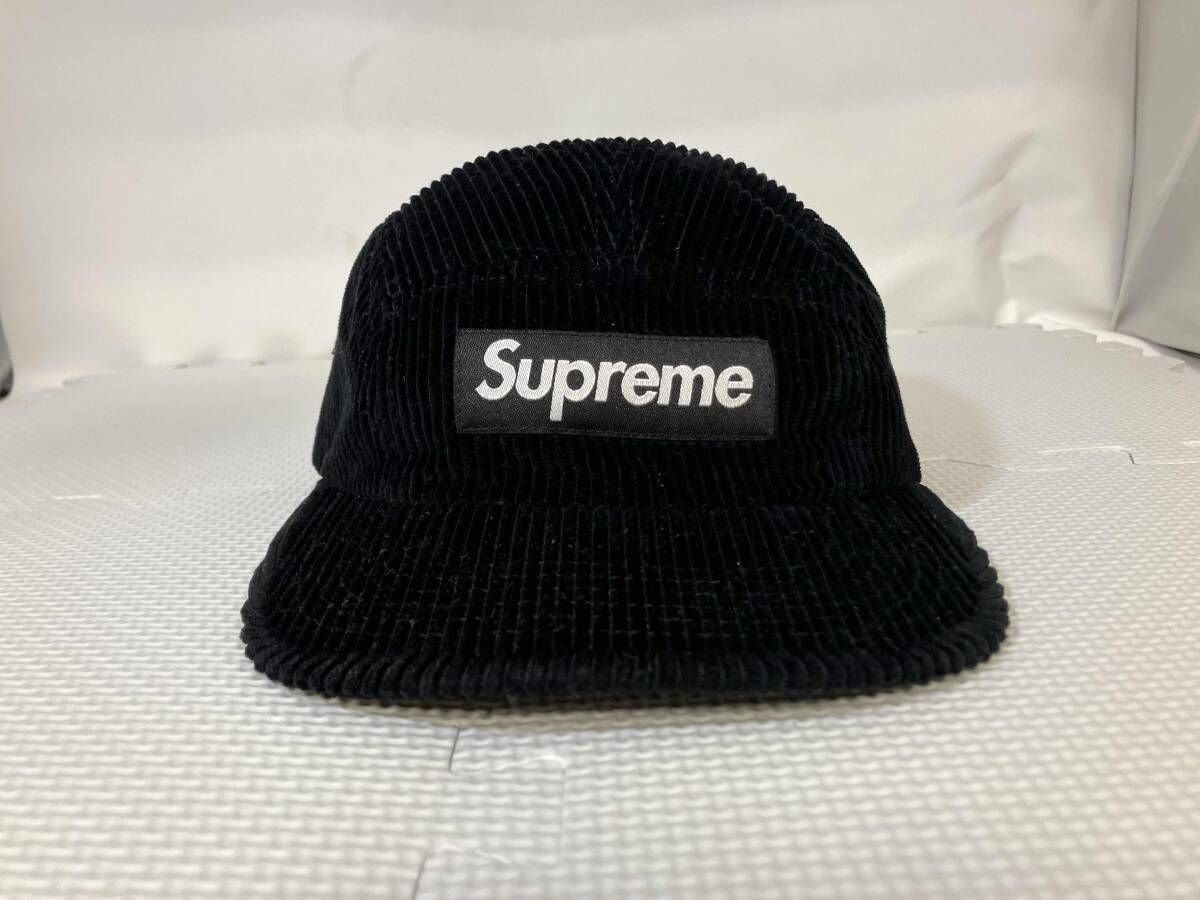 Supreme シュプリーム コーデュロイキャップ Corduroy Camp Cap ブラック レザーストラップ 25AW Made In U.S.A.