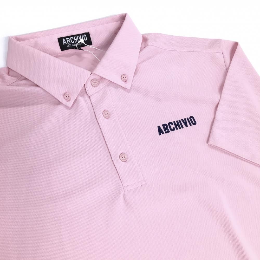 新品】アルチビオ 半袖ポロシャツ ライトピンク×ネイビー ボタンダウン