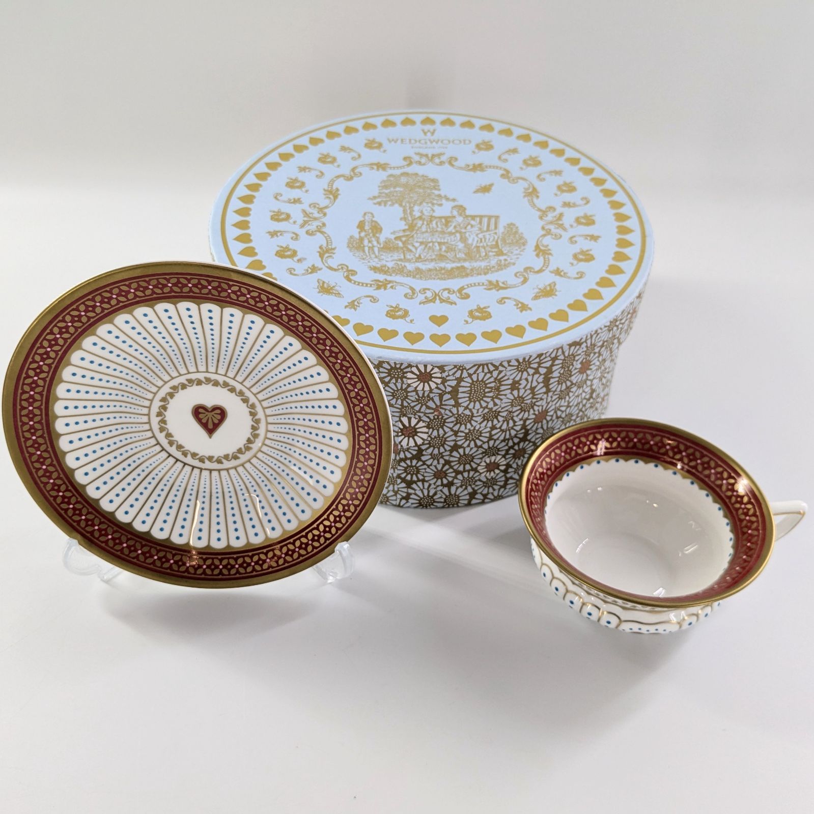 WEDGWOOD ウェッジウッド ハーレクインコレクション クイーンオブハート カップ ソーサー 1客セット 箱【QG-293】