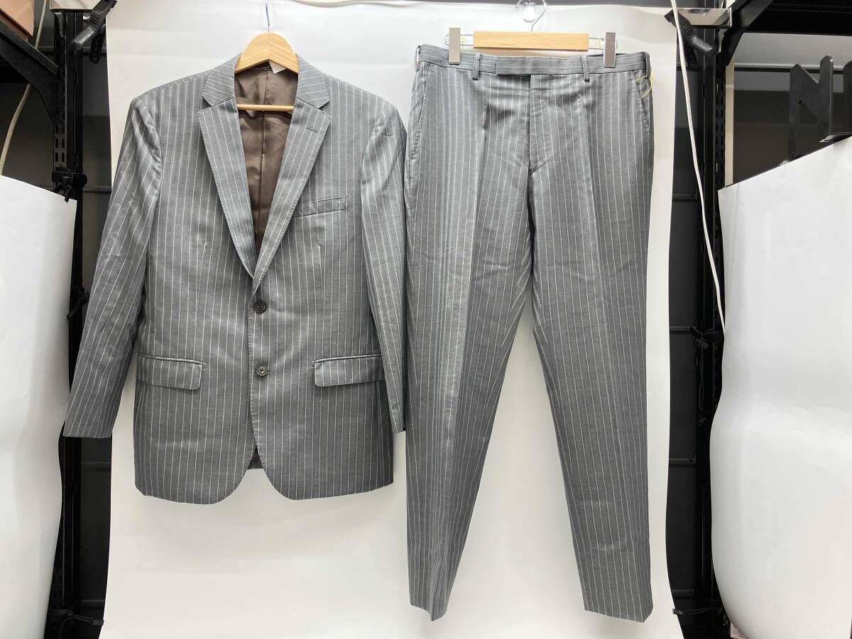 通年 BLACKLABEL CRESTBRIDGE 51H41-201-0494-82-170 ブラックレーベル クレストブリッジ グレー ストライプスーツ 38L ウール100%