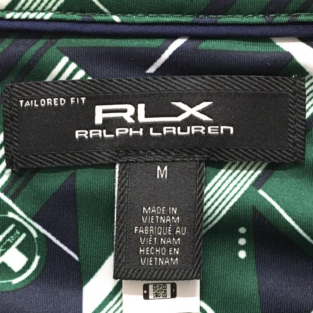 超美品】RLXラルフローレン 半袖ポロシャツ グリーン×ネイビー 総柄