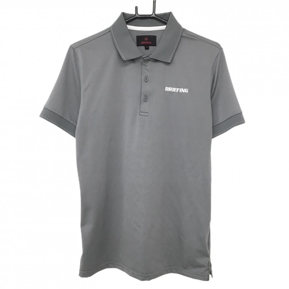 BRIEFING GOLF ポロシャツ　グレー　サイズM 超美品】ブリーフィング 半袖ポロシャツ グレー 背面ロゴ メンズ M