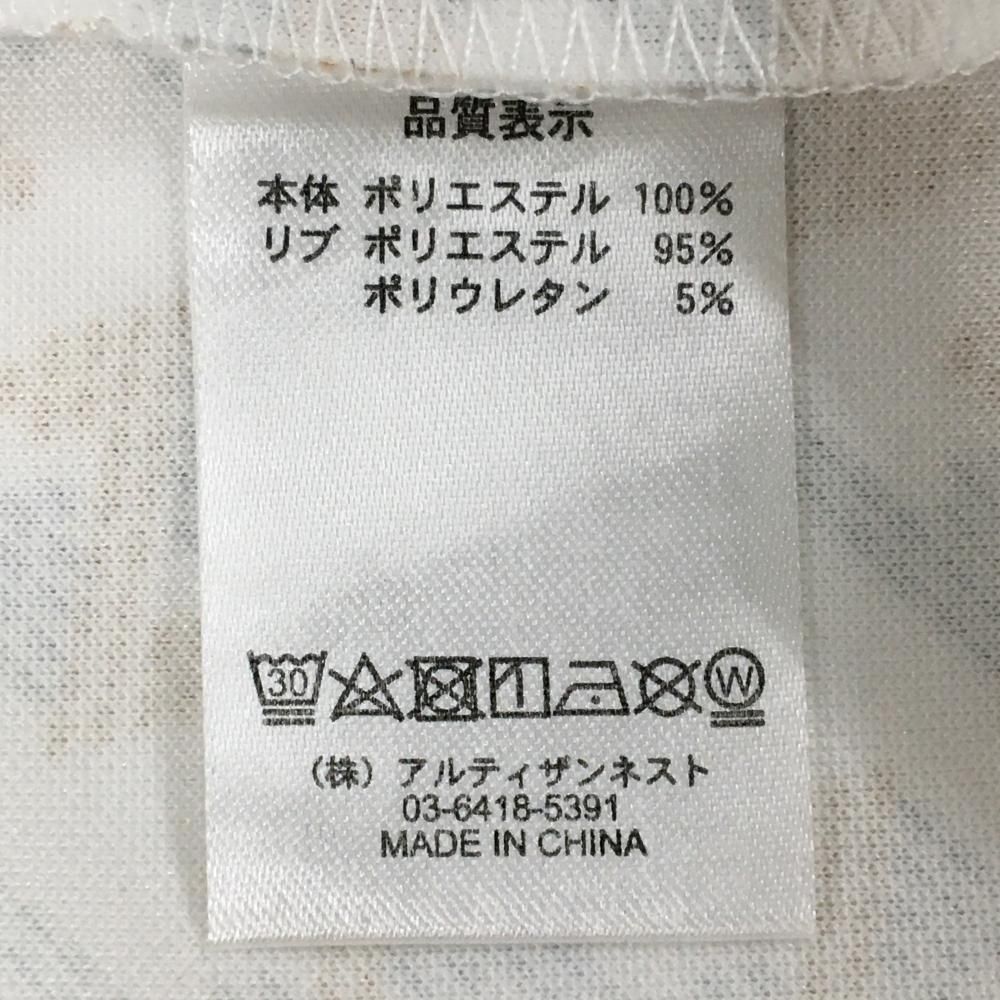 レザレクション 半袖ポロシャツ 白 サイド総柄 メンズ M ゴルフウェア