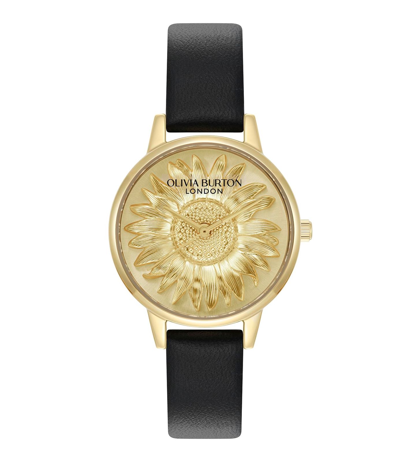 正規代理店 [OLIVIA BURTON] オリビアバートン 時計 レディース 24000222 3D フラワー ミディ ゴールド ブラック レザー [ブラック/ゴールド]