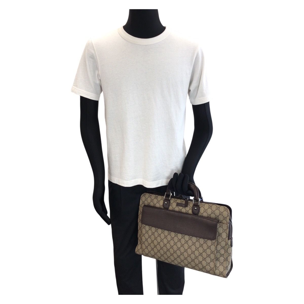 GUCCI グッチ ベージュ ダークブラウン GGスプリームキャンバス/レザー
