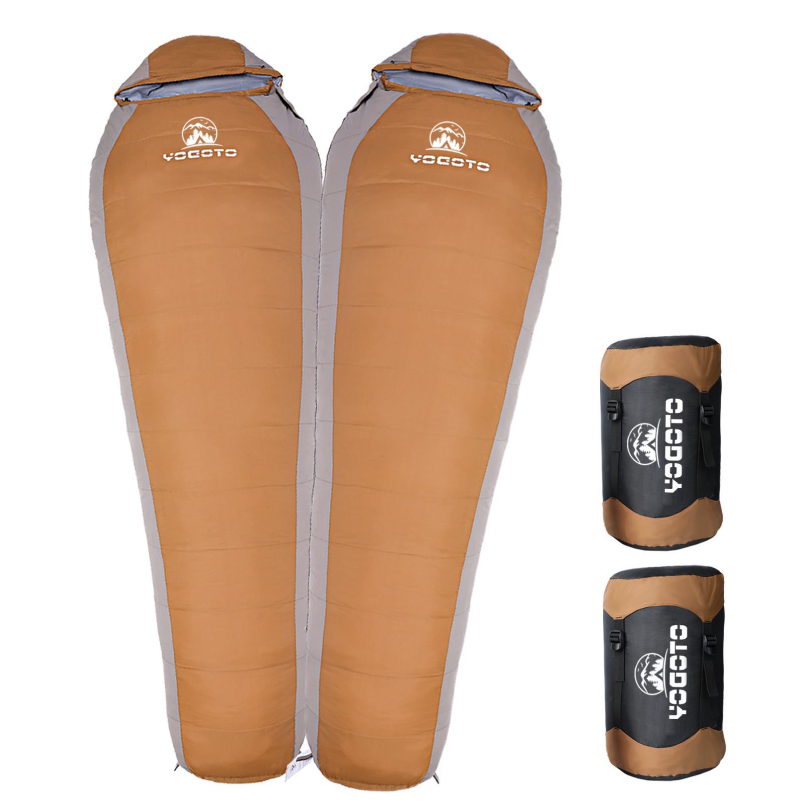 YOGOTO 寝袋 冬用 ダウンシュラフ マミー型 600FP 耐寒 -15℃ 撥水 連結可能 車中泊 キャンプ 防災