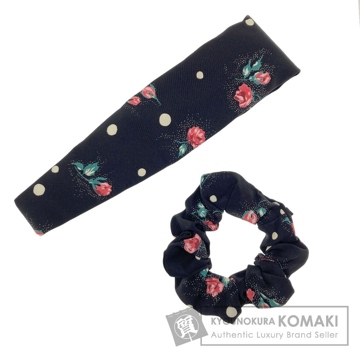MIUMIU ミュウミュウ ヘアバンド シュシュ ２点セット ローズプリント ヘアアクセサリー 布素材 レディース [中古]