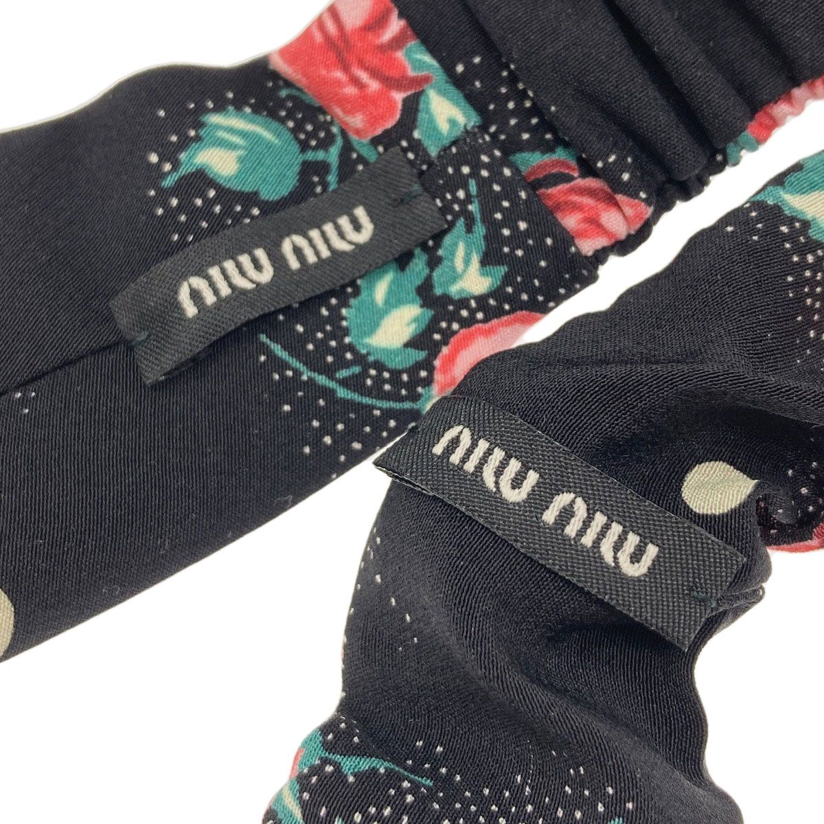 MIUMIU ミュウミュウ ヘアバンド シュシュ 2点セット ローズプリント