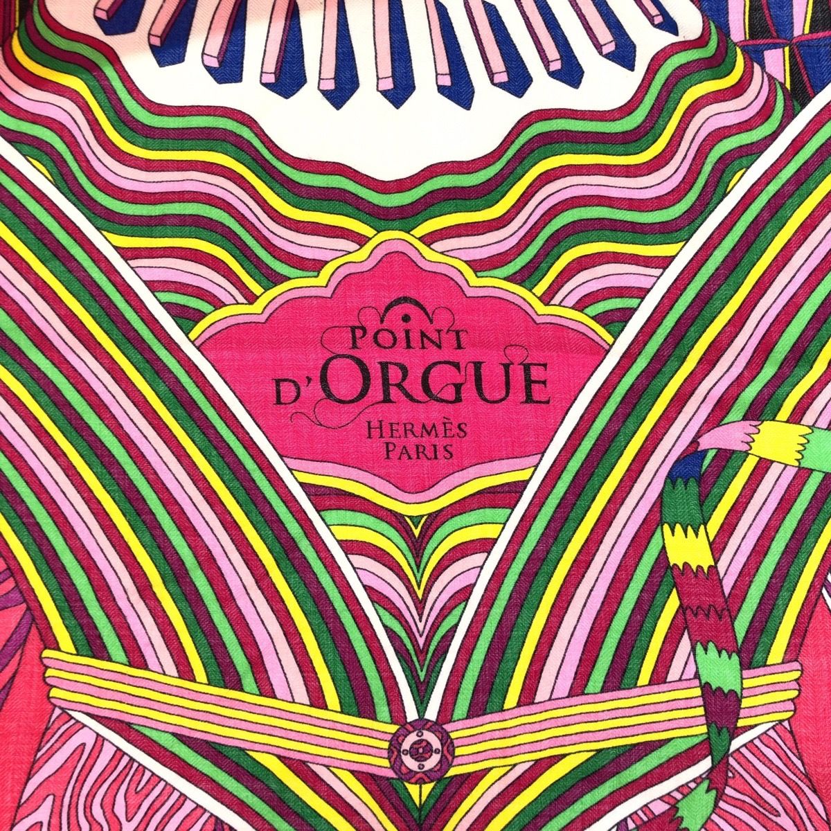 美品 HERMES エルメス カレ140 カレジェアン POINT D ORGUE ピンク