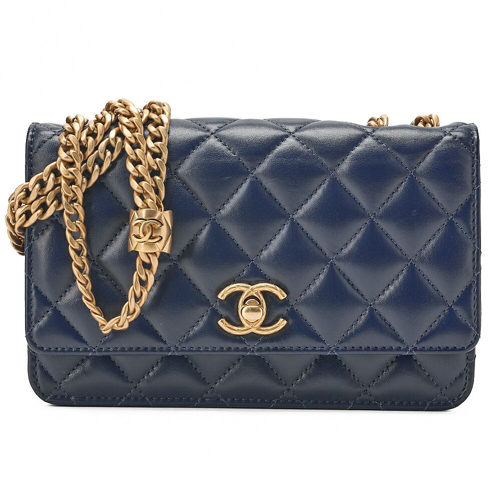 CHANEL シャネル 　 マトラッセ　ビジュココ　チェーンウォレット 　ラムスキン 　ネイビー（ゴールド金具） レディース バッグ ショルダーバッグ レディース 【中古】【送料無料】