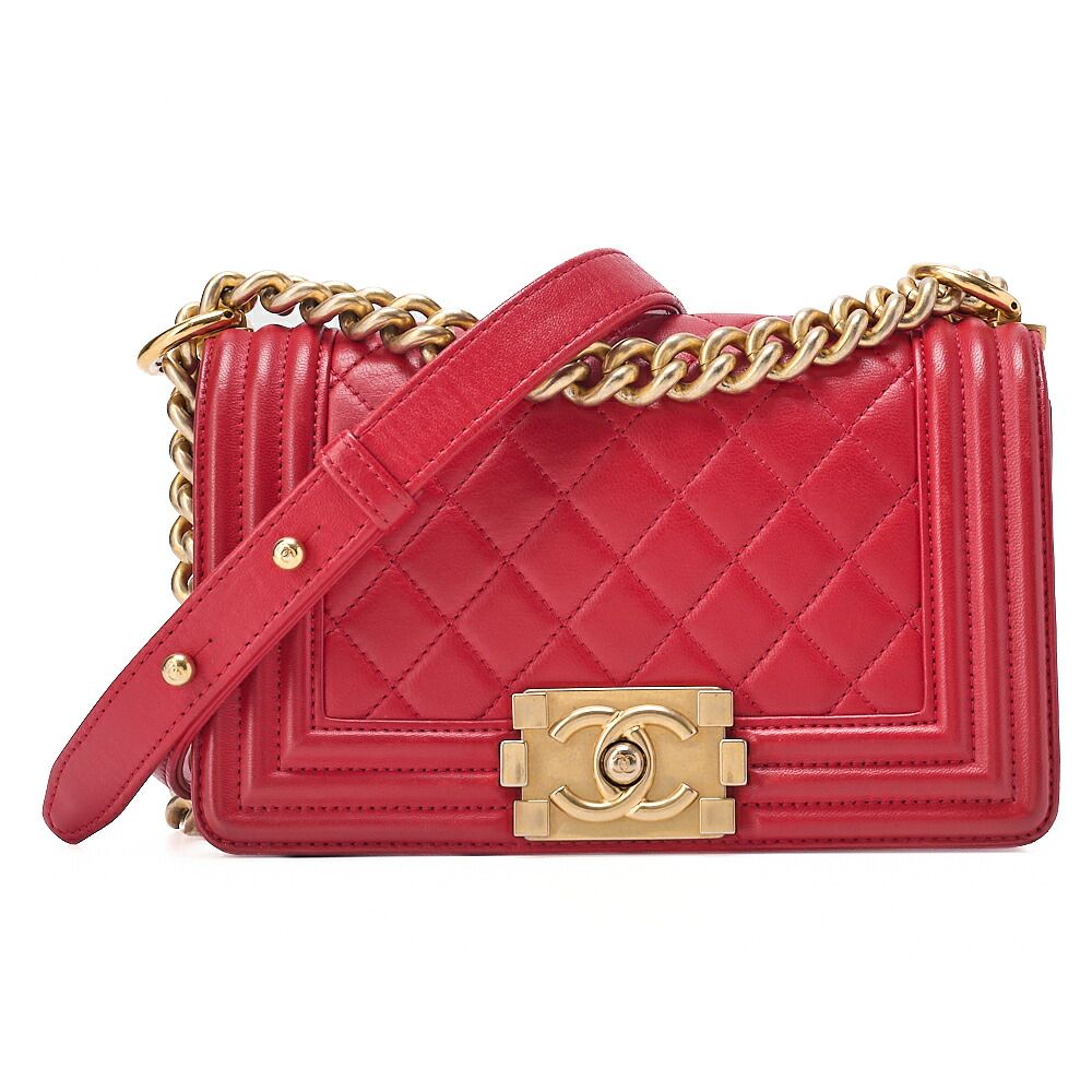 CHANEL シャネル ラムスキン マトラッセ ボーイシャネル 20 チェーンショルダー 赤（シルバー金具）レディースバッグ レディースショルダーバッグ ショルダーバッグ ハイブランド【中古】【送料無料】