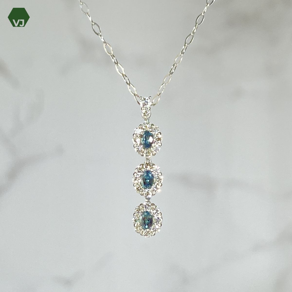 34-43】アレキサンドライト ダイヤモンド ネックレス 0.16ct D0.22ct 