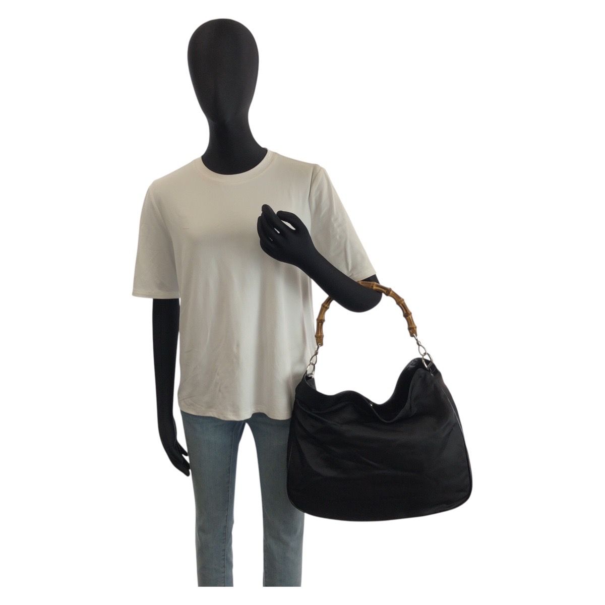 GUCCI グッチ バンブー ブラック 黒 シルバー金具 ナイロン 001 2852