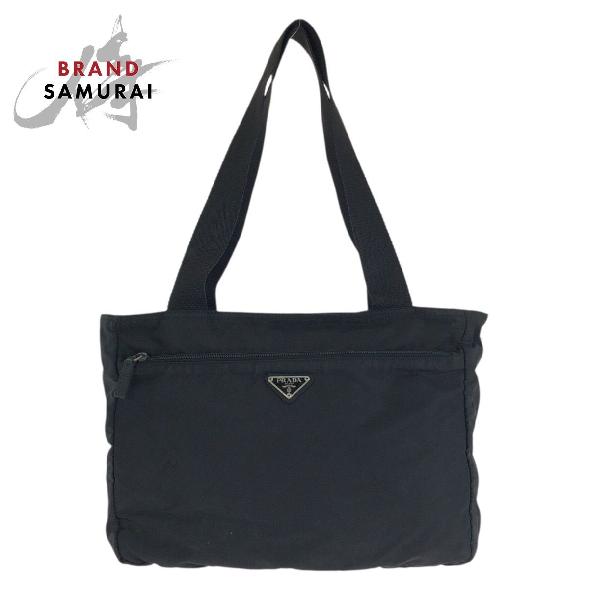 PRADA プラダ テスート 三角ロゴプレート ブラック 黒 シルバー金具