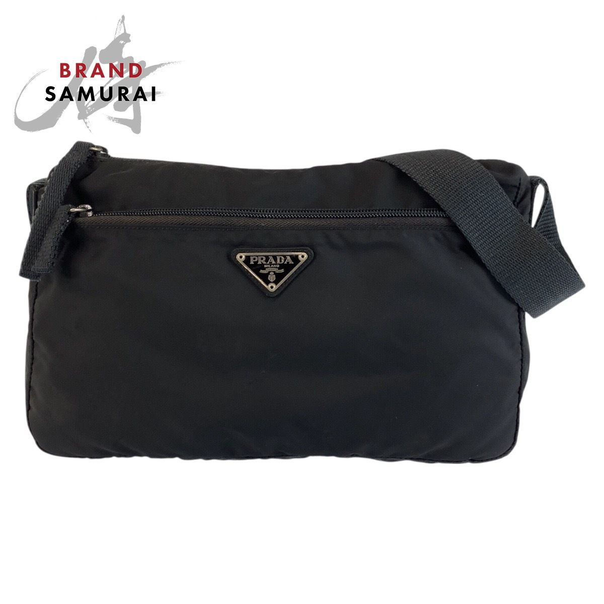 PRADA プラダ テスート 三角ロゴプレート ブラック 黒 シルバー金具
