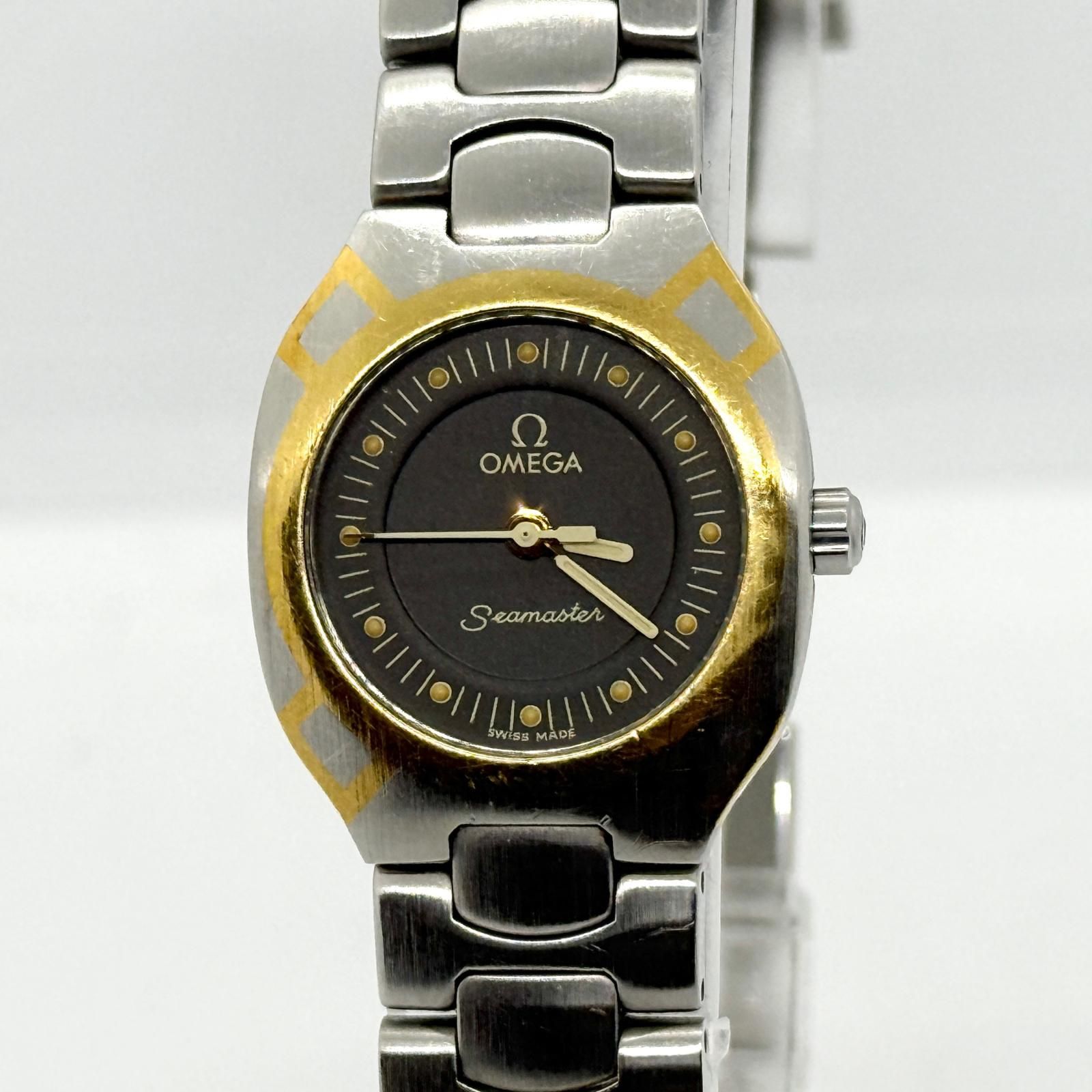 稼働 OMEGA 腕時計 シーマスター ポラリス デイト レディース 2809 OMEGA オメガ シーマスター ポラリス 53961749 グレー QZ レディース