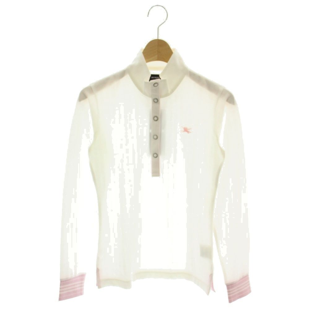 バーバリーゴルフ BURBERRY GOLF ポロシャツ カットソー 長袖 ロゴ S ホワイト ピンク /DO ■GY50