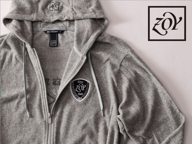 正規品★ZOY ゾーイ★MEN メランジオーガニックコットンパイル ZIPフーディー★2★M/L【071452116】グレー灰【本物保証】入手困難★レア