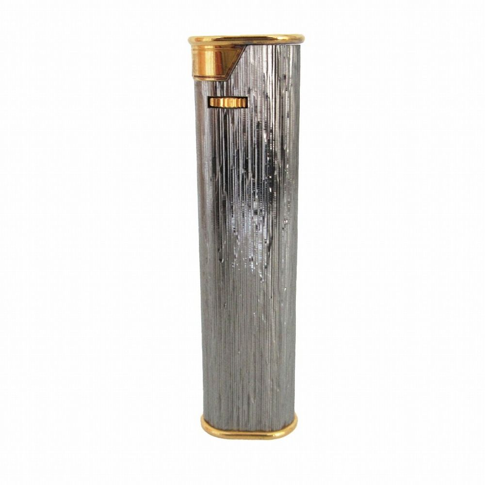Dunhill ダンヒル ライター スリム ストライプ ローラー式 ガスライター コンビカラー シルバー メンズ 【中古】