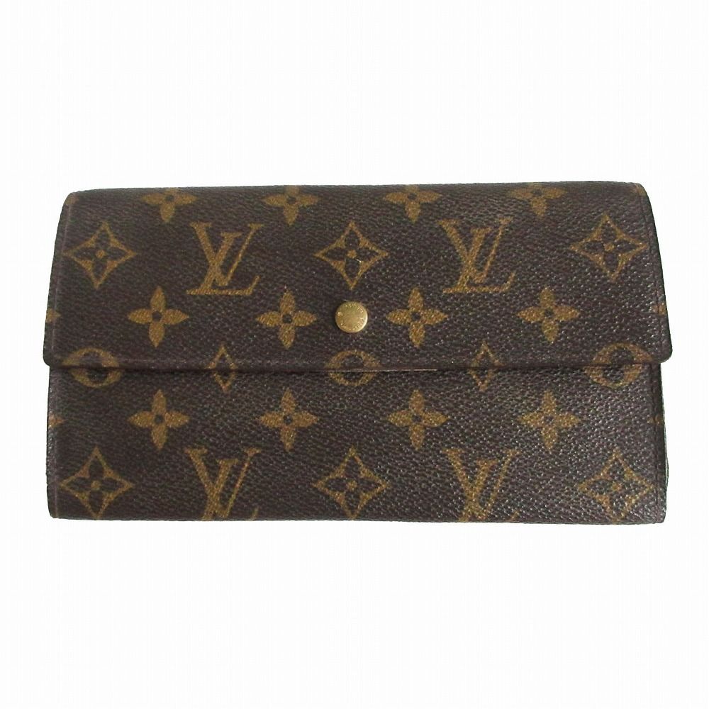 LOUIS VUITTON ルイ・ヴィトン 三つ折り財布 LOUIS VUITTON ルイヴィトン モノグラム ポルトトレゾール インターナショナル 長財布 ブラウン メンズ レディース 【中古】 7,400円