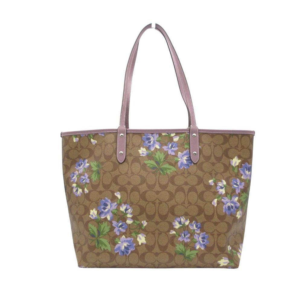 コーチ coach トートバッグ シグネチャー 花柄 PVC ブラウン A4可