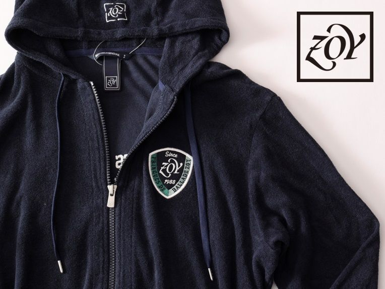 正規品★ZOY ゾーイ★MEN メランジオーガニックコットンパイル ZIPフーディー★2★M/L【071452116】ネイビー紺【本物保証】軽量伸縮素材