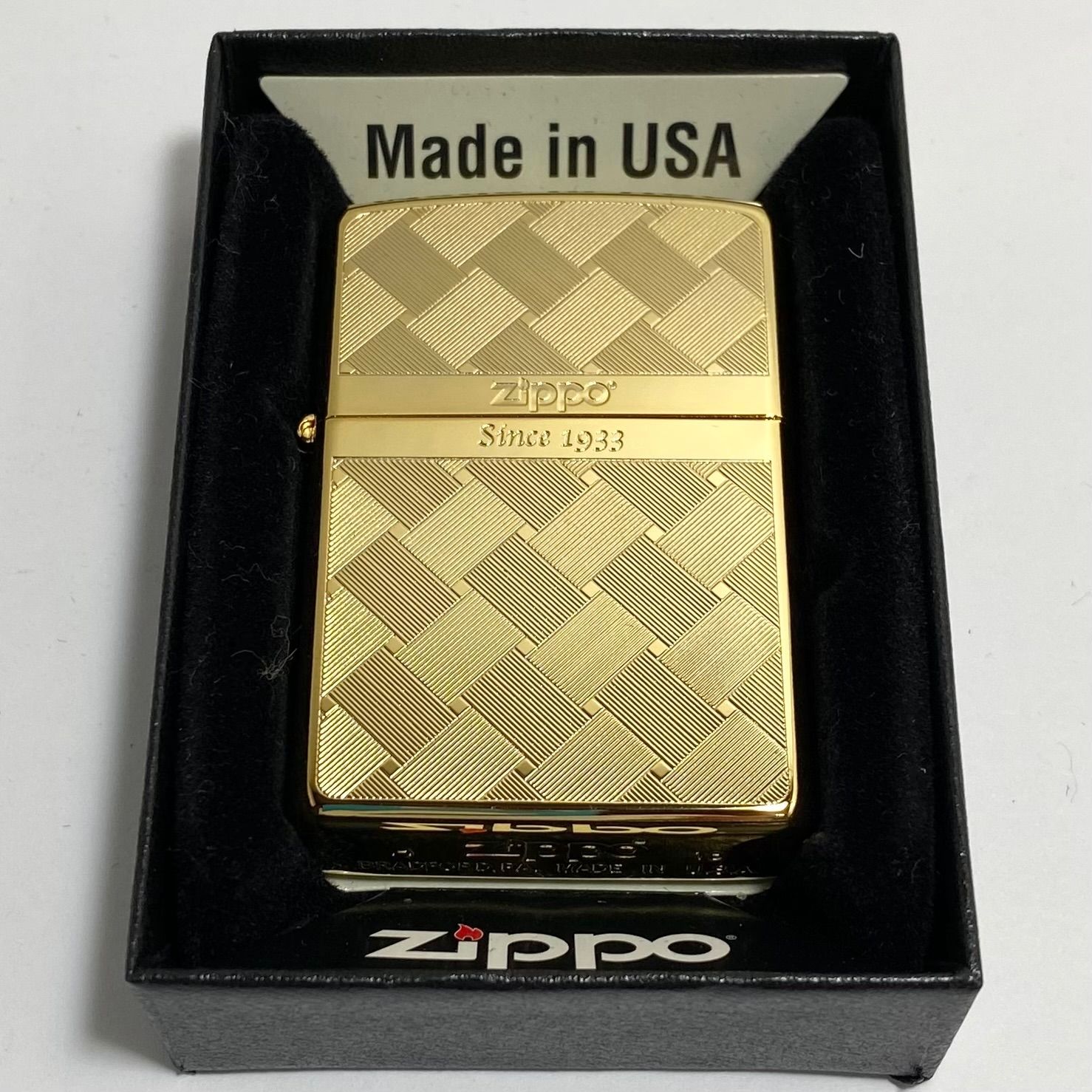 ZIPPO ジッポー ライター 網目模様 両面加工 ゴールド 2G-MESH