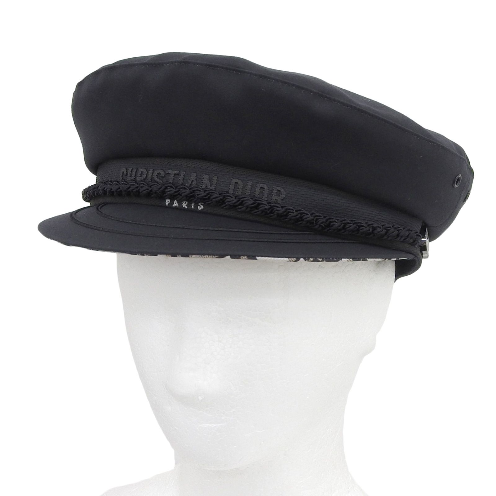 極美品▲Christian Dior クリスチャンディオール 35DTR920G130 裏地オブリーク スターロゴ金具付き キャスケット 帽子 黒 59 伊製 正規品
