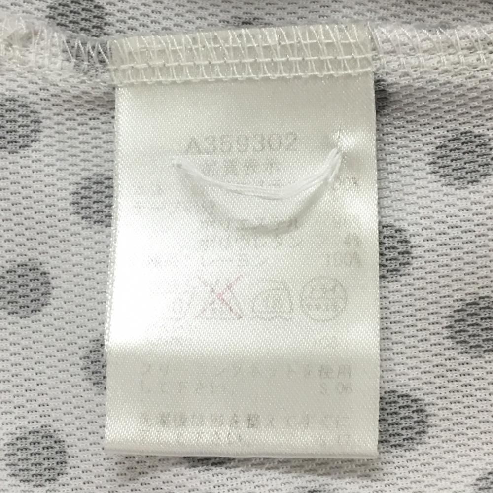 美品】アルチビオ 半袖ポロシャツ 白×グレー ドット 丸襟 レディース