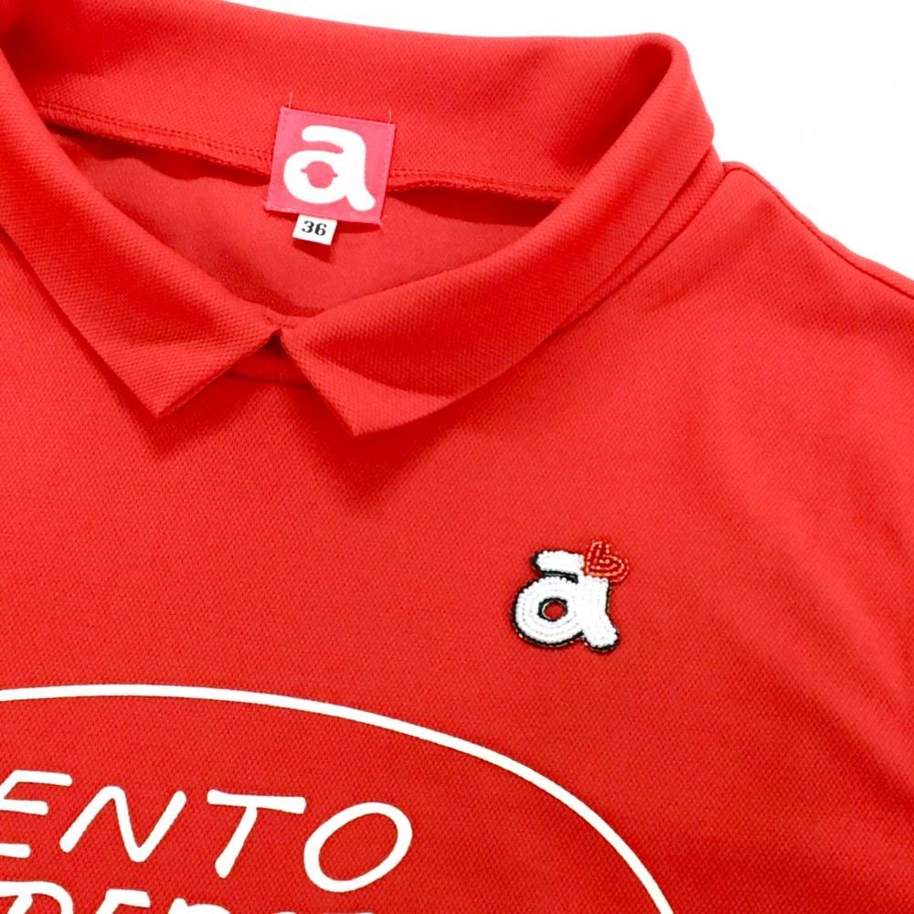 超美品】アルチビオ ノースリーブハイネックシャツ レッド×白 ラメ入り
