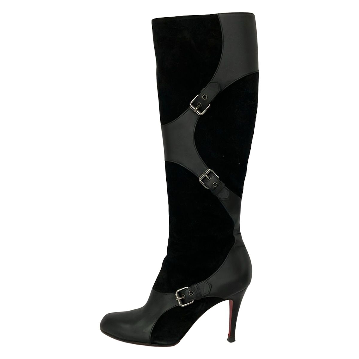 CHRISTIAN LOUBOUTIN(クリスチャンルブタン) ロングブーツ 36 レディース - 黒 アウトソール張替済 レザー