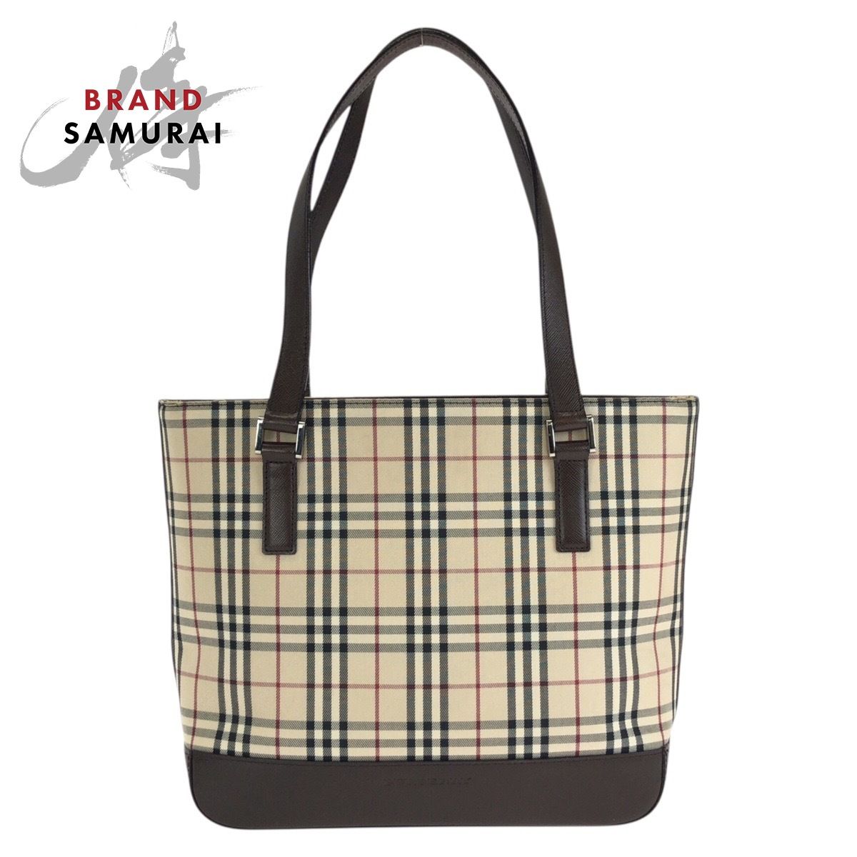 BURBERRY バーバリー トートバッグ チェック柄 キャンバス レザー