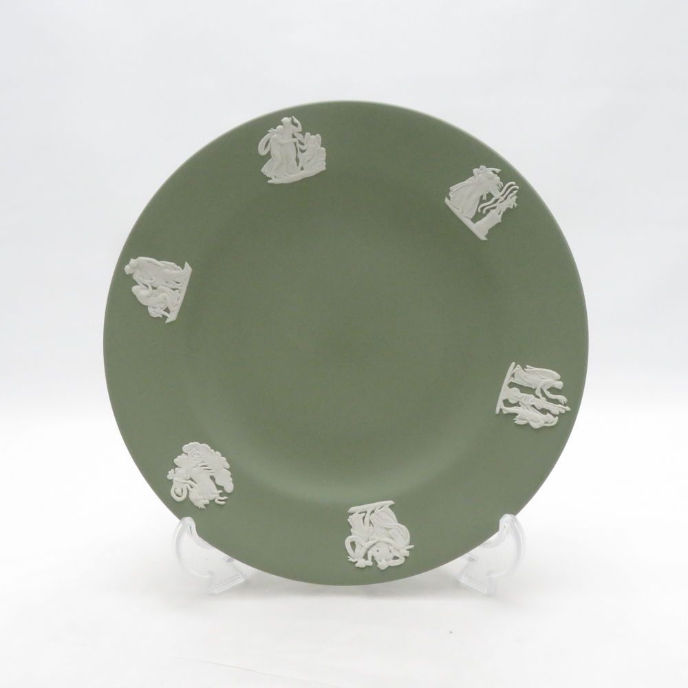 美品 WEDGWOOD ウェッジウッド ジャスパー 中皿 17cmプレート セージ