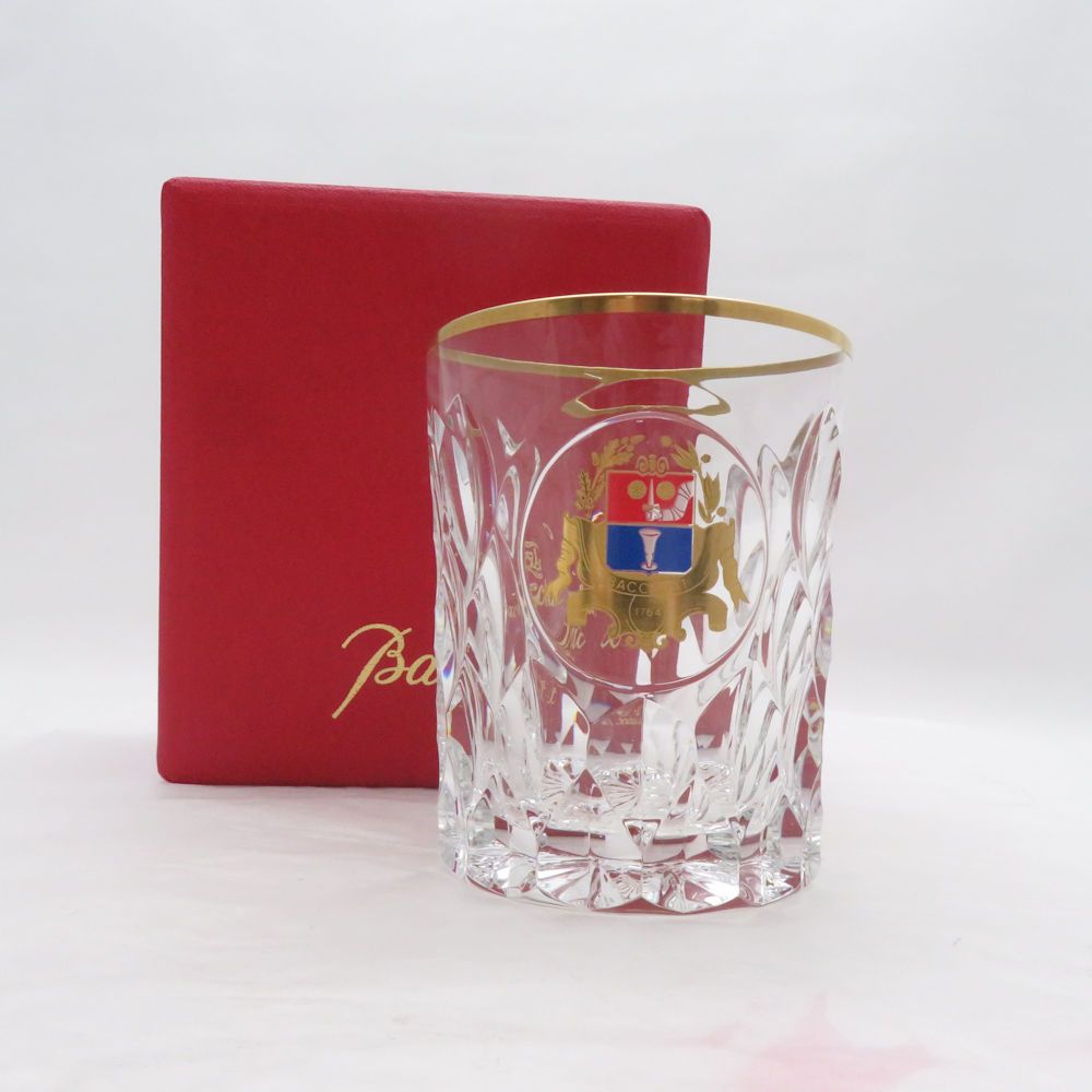 美品 Baccarat バカラ 225周年記念 紋章 エンブレム タンブラー クリスタル ロックグラス 24金 オールドファッション SU14786A2