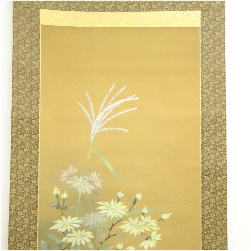 花鳥図 肉筆絹本掛軸（紙箱） 掛け軸 床の間 書 おしゃれ 絵画 表具