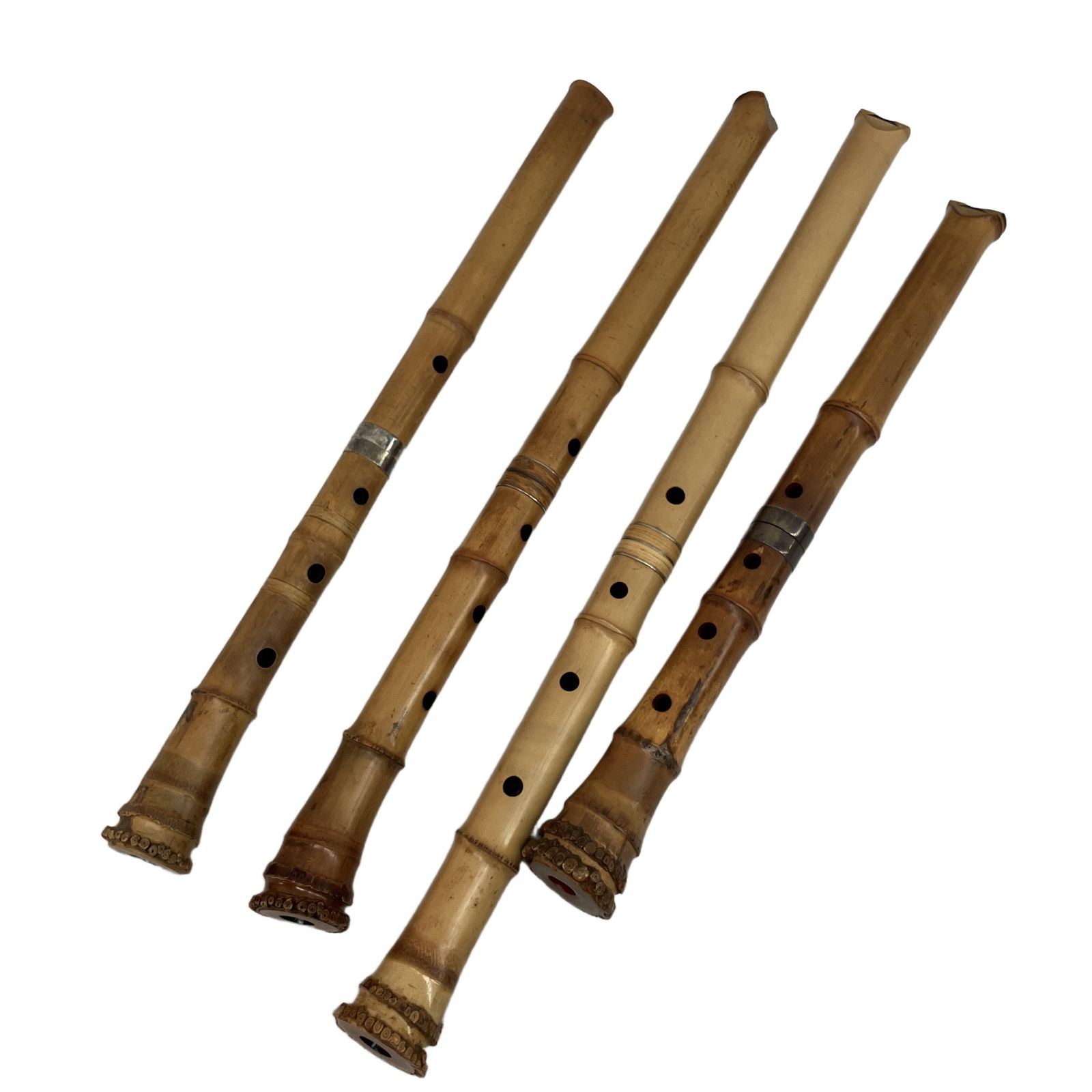 尺八 竹治銘×2本 / 仙山銘 / 松楊銘 合計4本セット 和楽器 竹管 管楽器