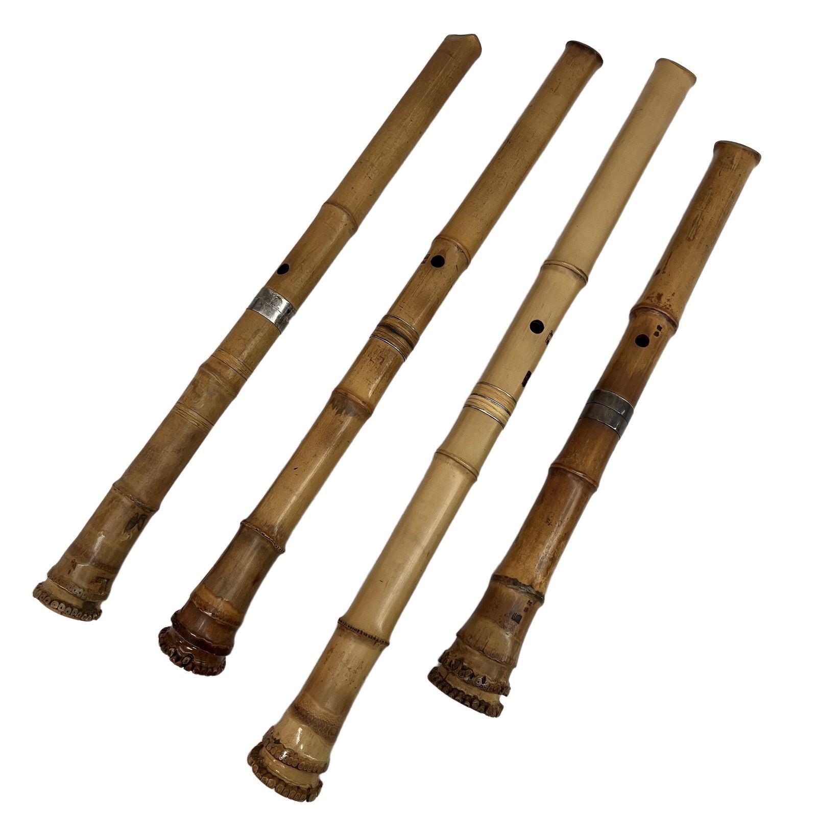 尺八 竹治銘×2本 / 仙山銘 / 松楊銘 合計4本セット 和楽器 竹管 管楽器