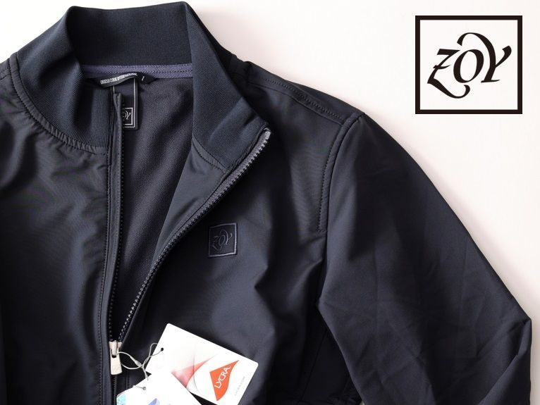 正規品★ZOY ゾーイ★MEN ストレッチジップアップリブブルゾン★4★XL/XXL【071424100】ネイビー紺【本物保証】軽量伸縮素材